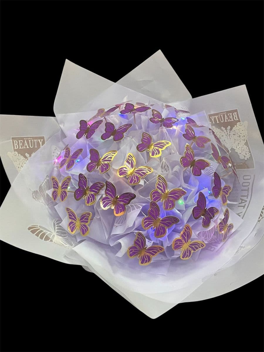 Işıklı Mor Kelebek Buketi