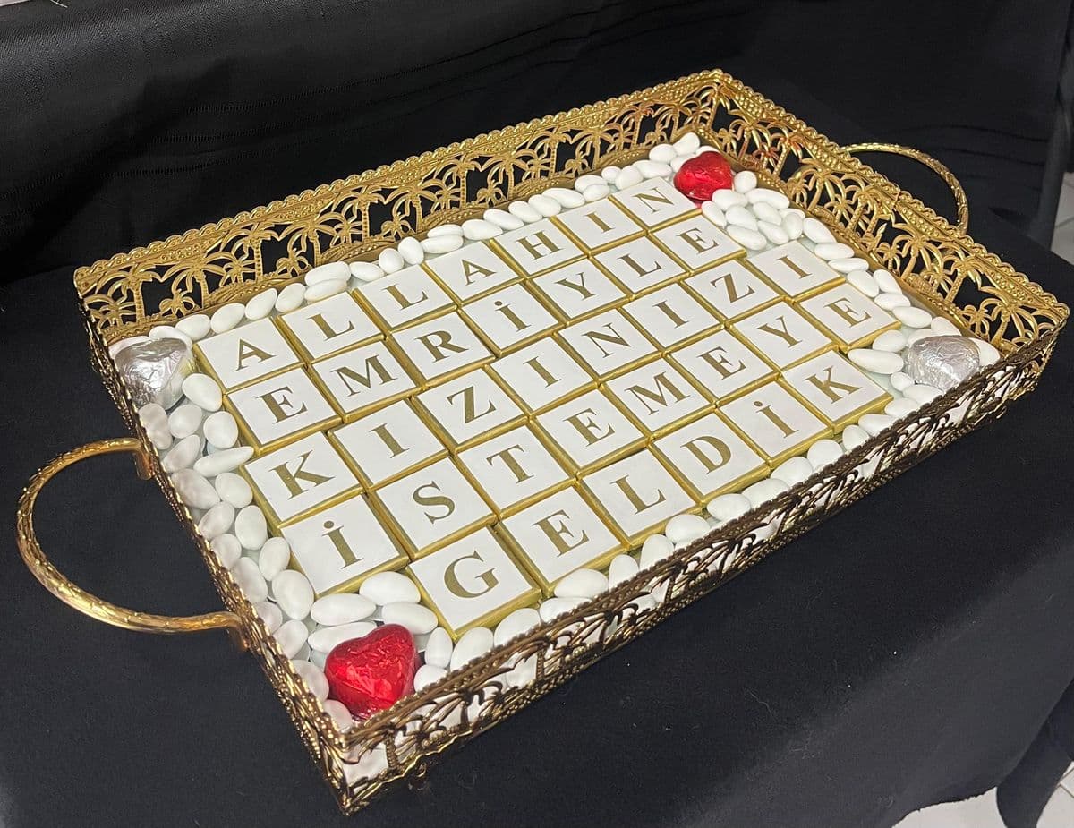 Gold İstemeye Geldik Yazılı Aynalı Tepsi