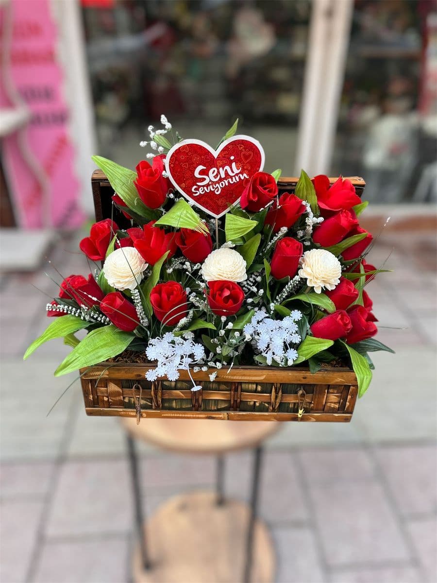 Sandıkda Yapay Gül Aranjman - Küçük Görsel 2