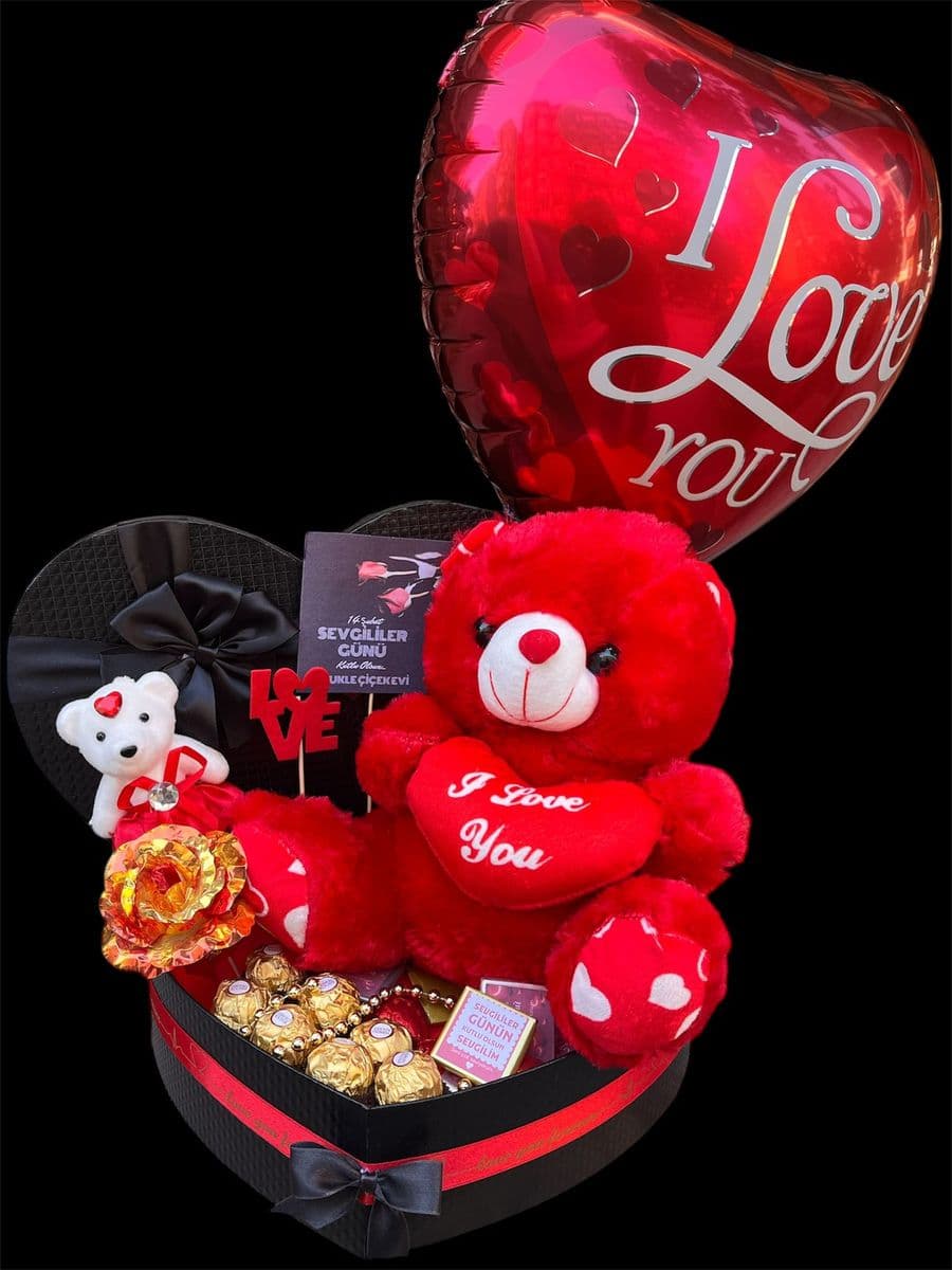 XL Kutuda Balonlu Ayıcık Aranjman - Küçük Görsel 2