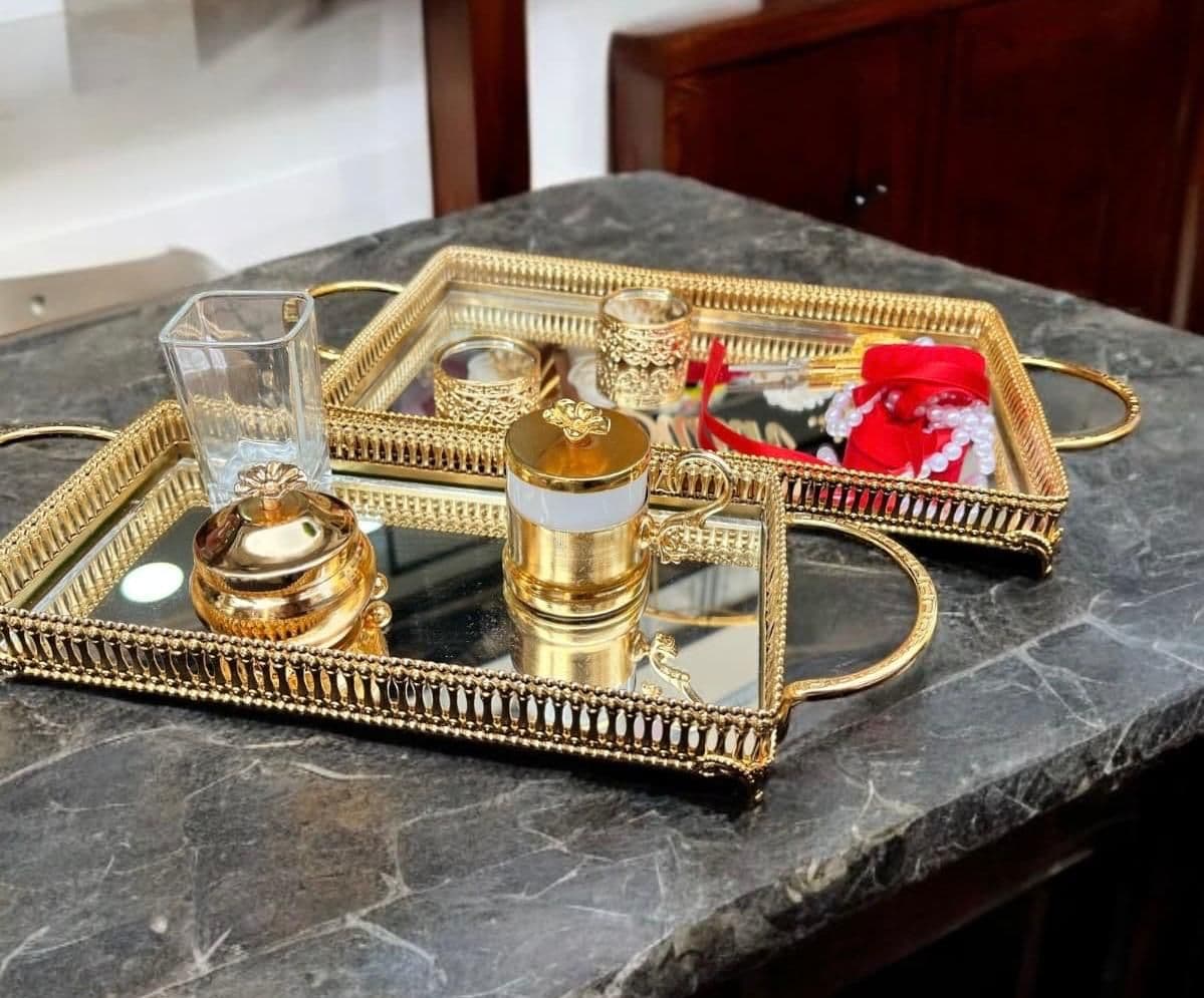 Gold Düz Zarif Model 2 li set