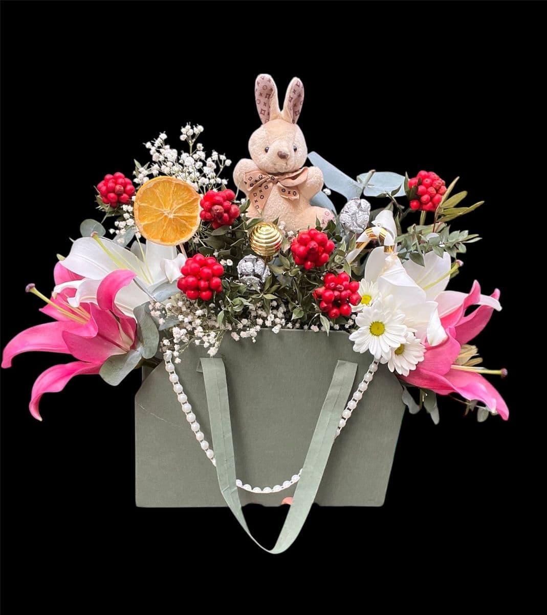 Yeşil Çantada Lilyumlu Kokina - Görsel 1