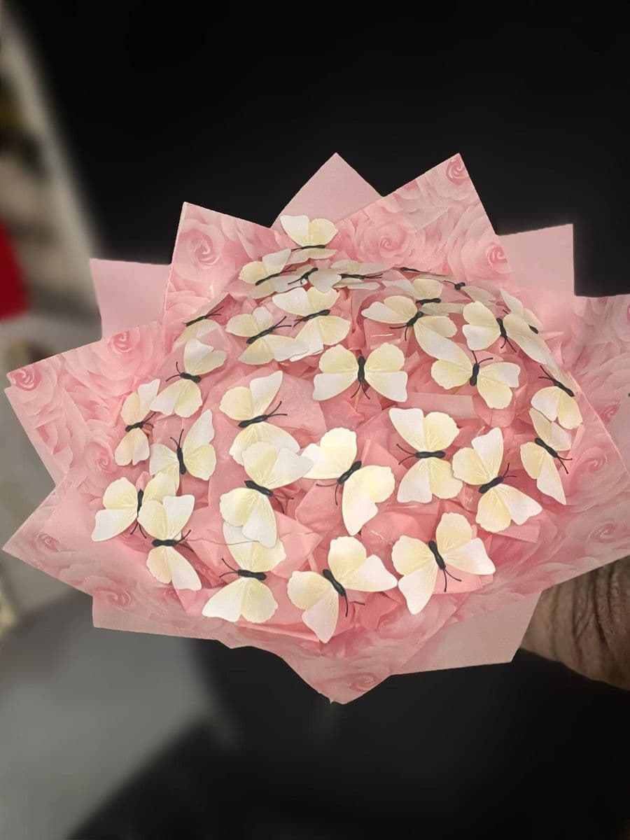 Işıklı Pembe Kelebek Buketi - Küçük Görsel 2