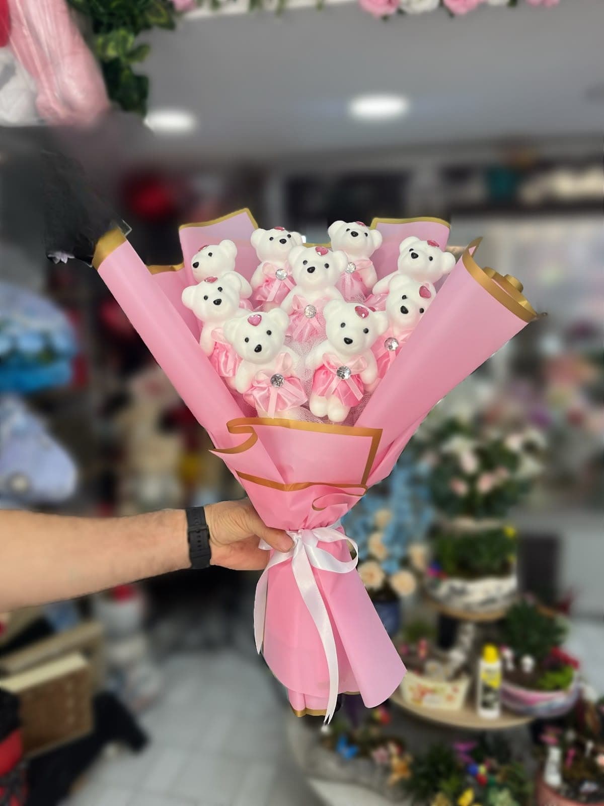 Pembe Etekli Ayıcık Buketi - Küçük Görsel 2