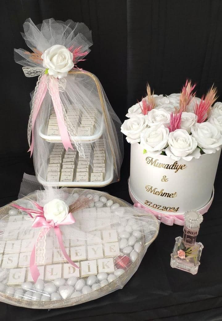 Beyaz Yapay Güllü 3 LÜ Set