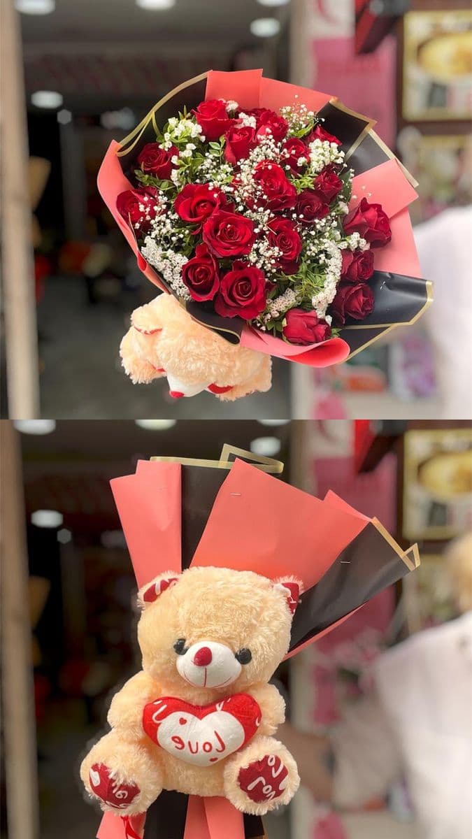 21 Gül Ve Sevimli Ayıcık - Görsel 1