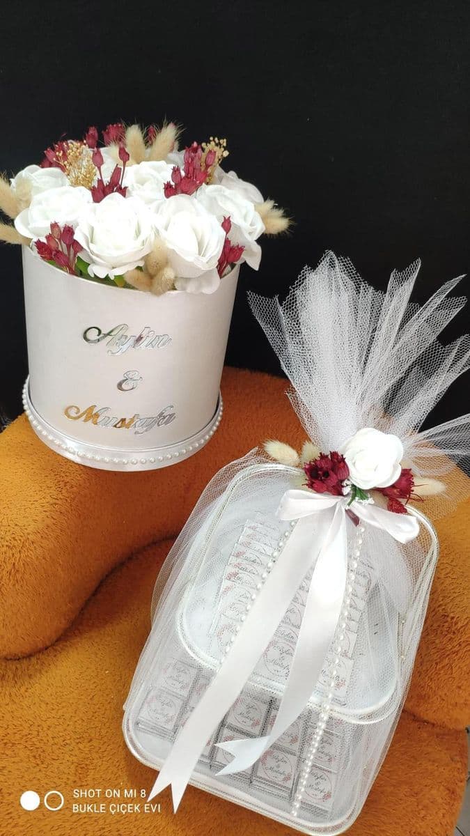 Beyaz Yapay Güllü 2 Lİ Set