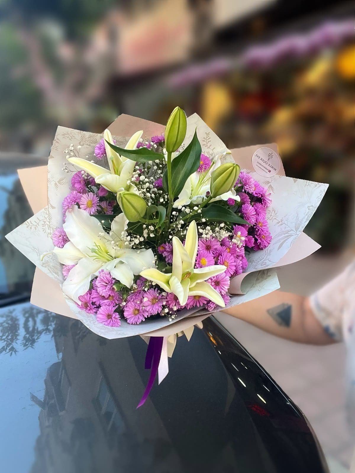 Lilyumlu Aster Buketi - Küçük Görsel 2