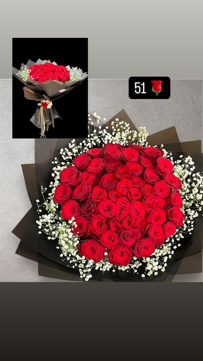 Siyah Jelatinde 51 Gül Buketi - Küçük Görsel 3