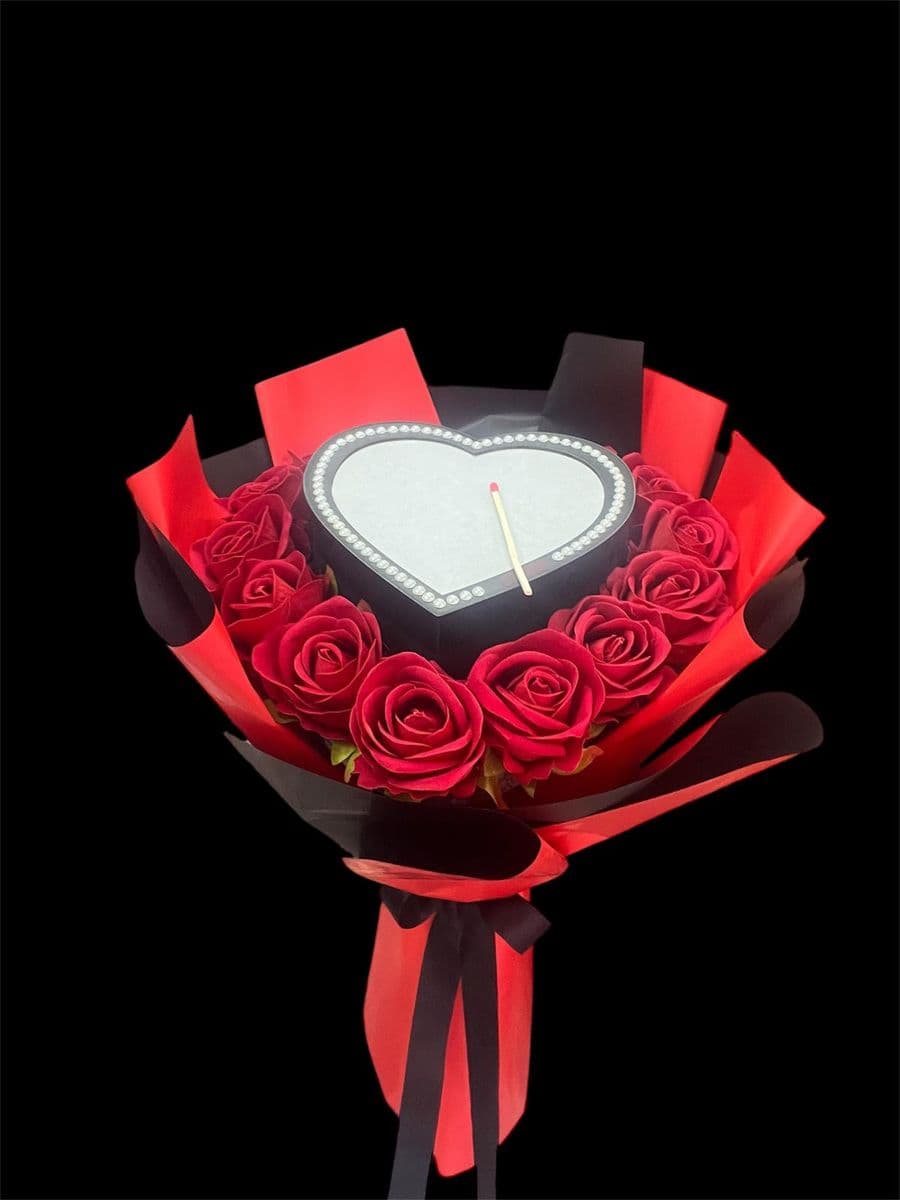 Alevli Hediyeli  Yapay Gül Buketi - Küçük Görsel 5