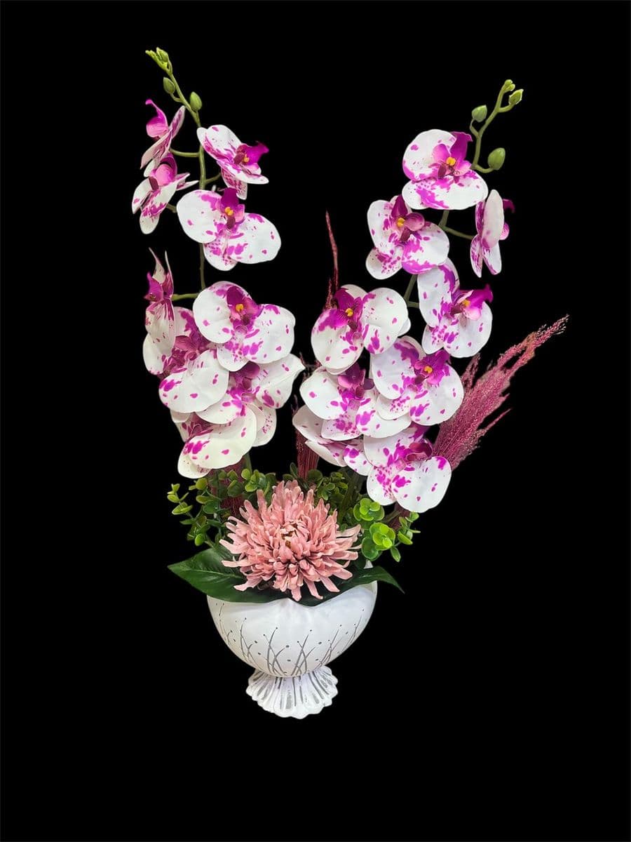 Ayaklı Saksıda Çilli Yapay Orkide