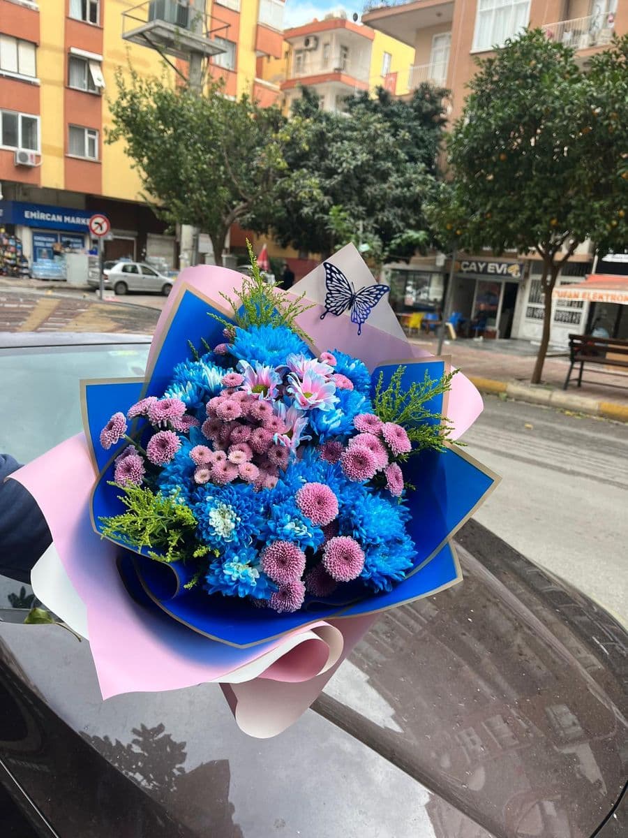 Mavi Büyük Kasımpatı Buketi 