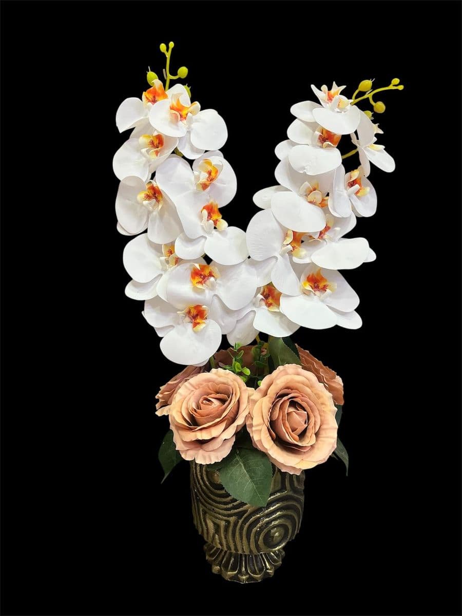 Dekor Saksıda Yapay Beyaz Orkide