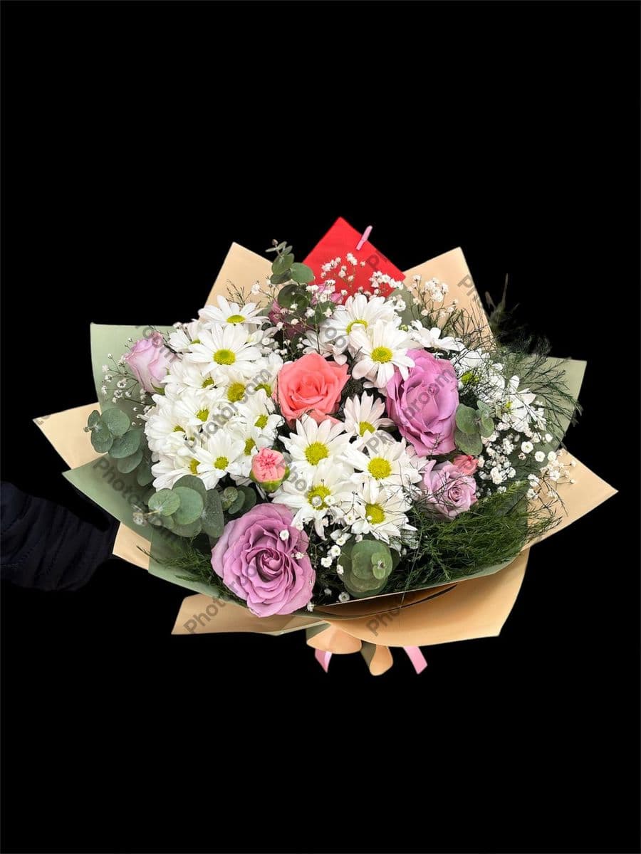 Renkli Gül Ve Papatya Buketi