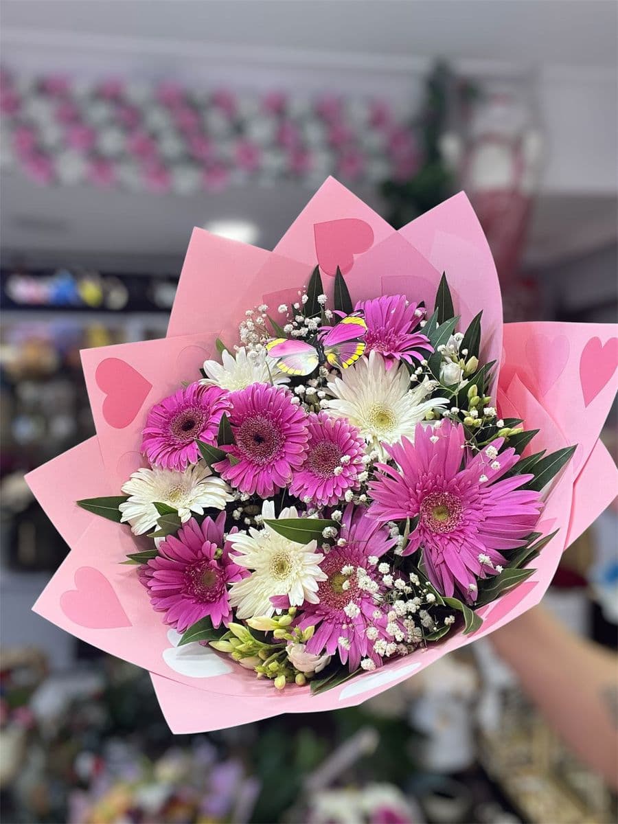  Pembe Jelatinli Gerbera Buketi