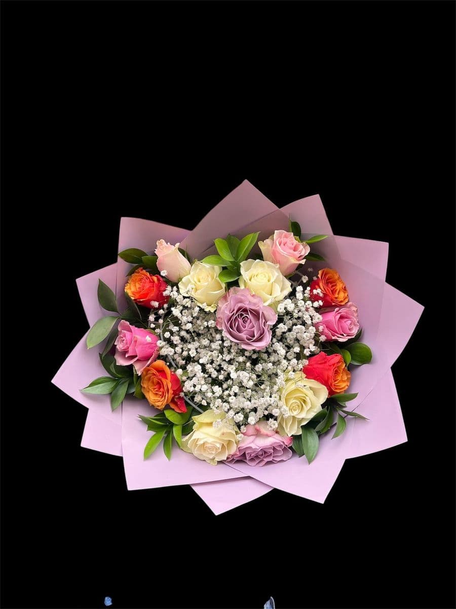 Kalp Renkli Gül Buketi - Görsel 1