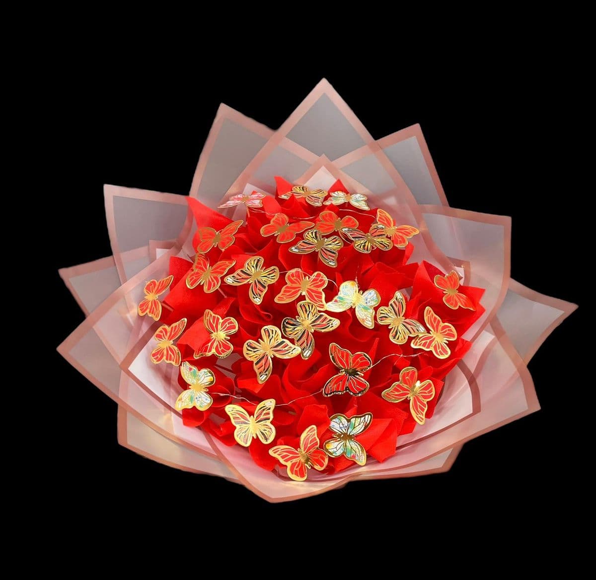 Işıklı Kırmızı Kelebek Buketi - Küçük Görsel 2