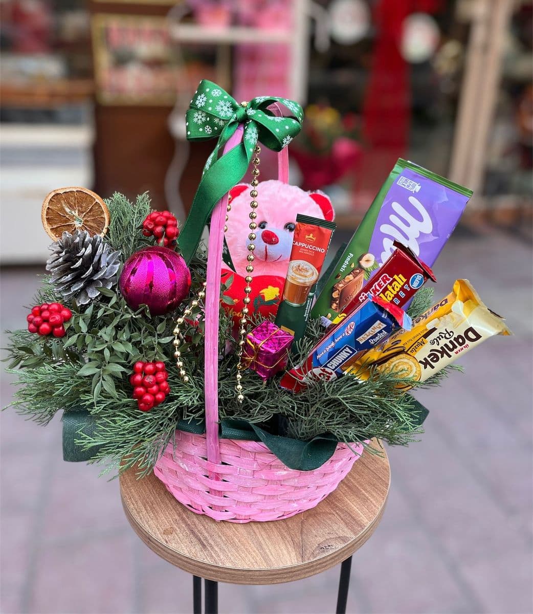 Pembe Sepet Aranjman - Küçük Görsel 2