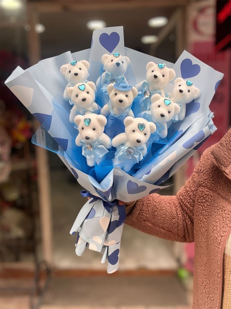 Maviş  Ayıcık Buketi - Küçük Görsel 2