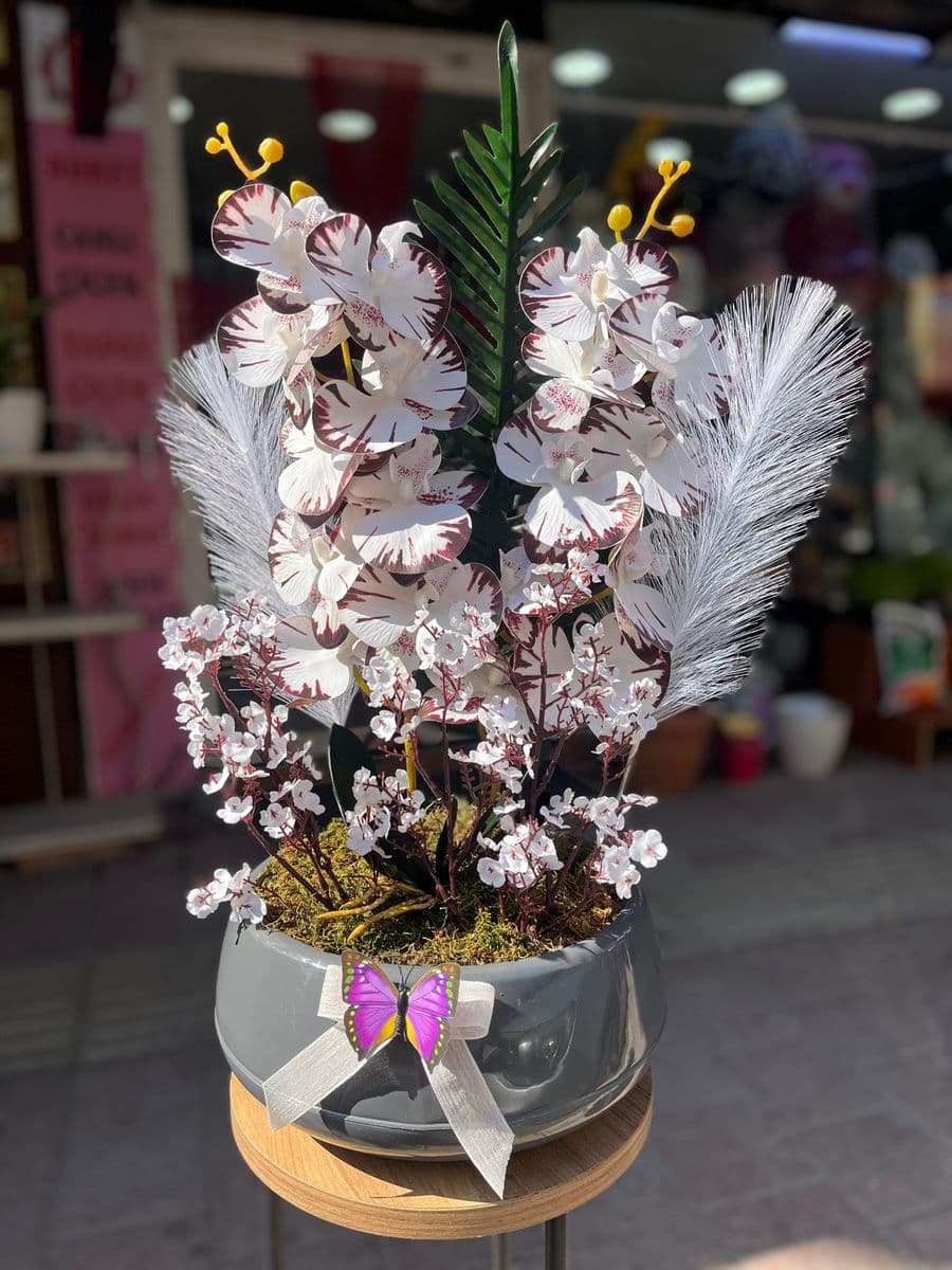 Antrasit Saksıda Yapay Orkide - Küçük Görsel 2
