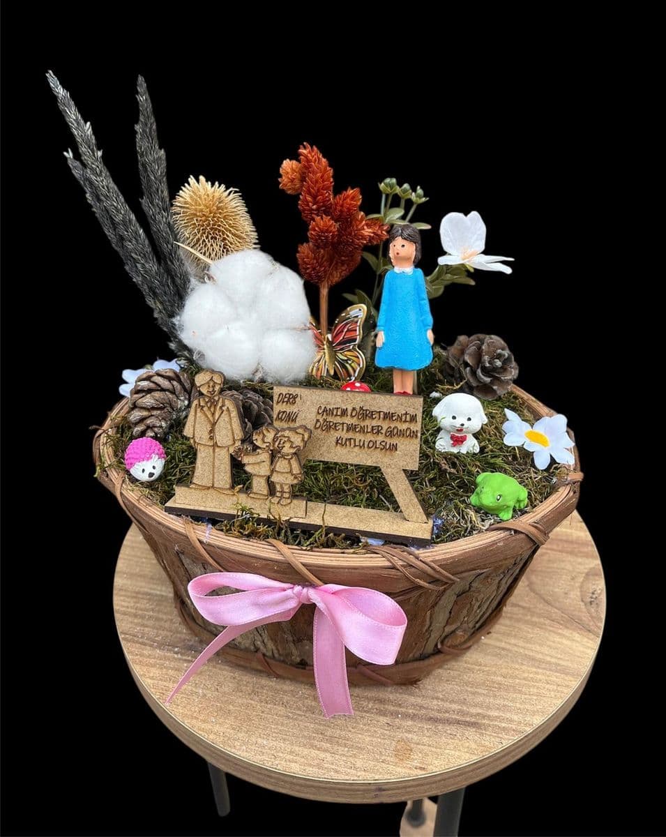 24 Kasım Temalı Sepet Teraryum - Küçük Görsel 2