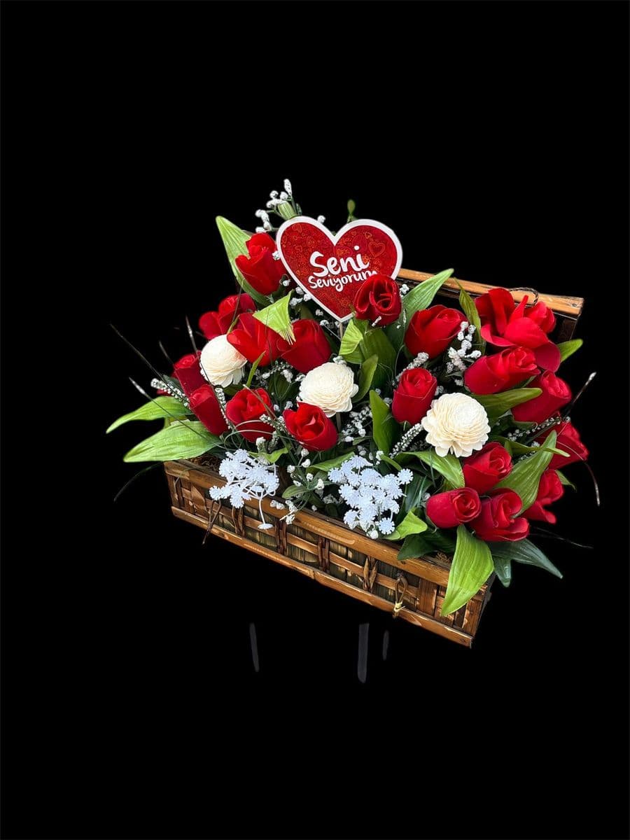 Sandıkda Yapay Gül Aranjman - Küçük Görsel 3