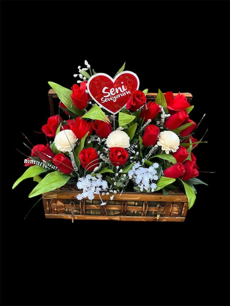 Sandıkda Yapay Gül Aranjman - Görsel 1