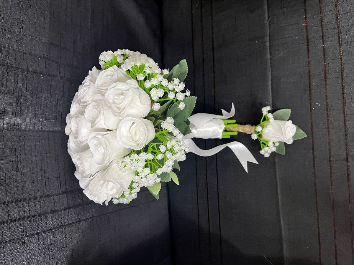 Beyaz Gül Model El Çiçeği - Küçük Görsel 2