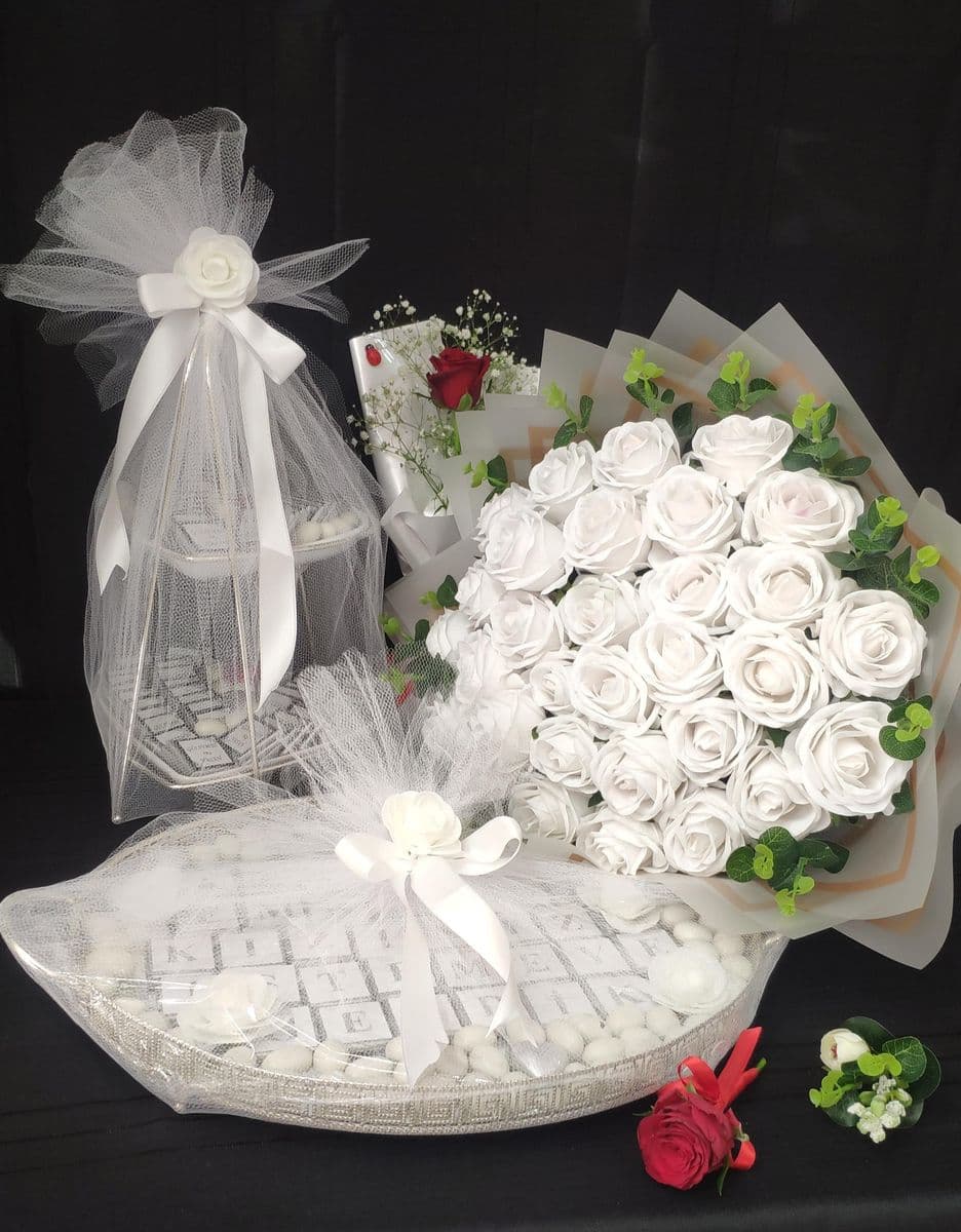 Şeffaf Jelatinde Beyaz Yapay 3 Lü Set - Görsel 1