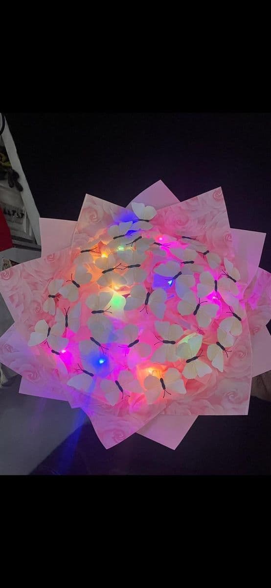 Işıklı Pembe Kelebek Buketi - Görsel 1