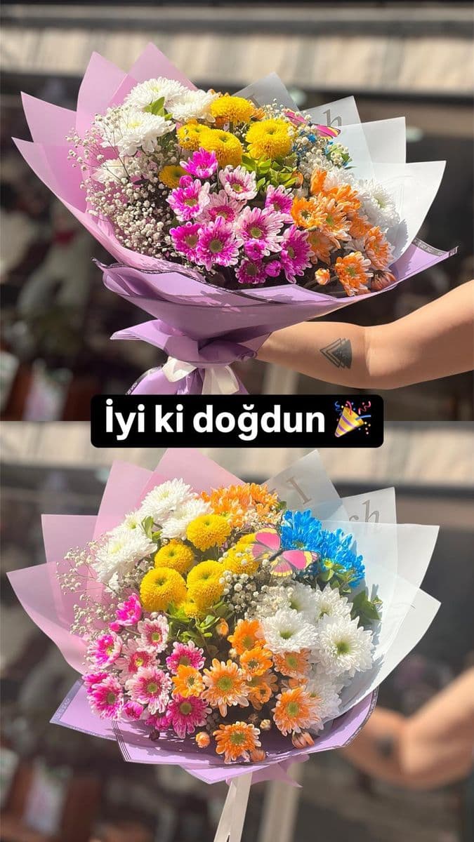Renkli Papatya Buketi - Küçük Görsel 3